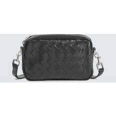 Flettet Læder Crossbody Taske - Sort