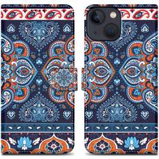 Handyzubehör Cadorabo Blue Mandala No. 1 Case for Apple iPhone 13 MINI Protective Cover with magnetic closure, stand function and card slot