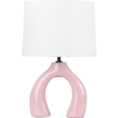 Keramik - Orange Bordslampor Beliani Avsaki 43 cm E27 - Rosa/Vit Bordslampa