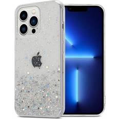 Cadorabo TPU Cover funkelnder Glitter iPhone 13 Pro Smartphone Hülle, Transparent