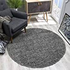 Sanat Round High Pile Modern Rugs Grey cm