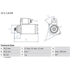 Bosch 0986017000 Starter Motor 12 V