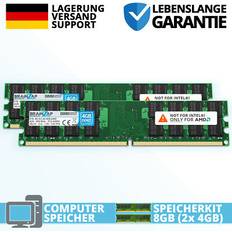 BRAINZAP 8gb 2x 4gb ddr2 ram pc2-6400u 2rx16 udimm pc2-6400u-666 800 mhz nur amd