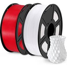 Sunlu SUNLU PETG 3D Printer Filament, PETG Filament 1.75mm Dimensional Accuracy 0.02 mm, 1 KG Spool, PETG White Red