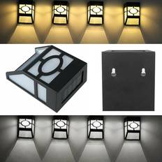 Cool White Solar Powered LED Light Wall Mount Outdoor Garden Path Landscape Fence Lamp