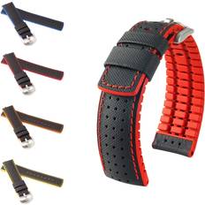 Blue Watch Straps Hirsch performance "robby" 20-24 mm, schwarz, neu Schwarz/blau 24 mm Schließe 22 mm