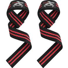 BEAST RAGE Weight Lifting Straps Fitness Padded Cotton Wrist Support Gel Advanced Grips Dumbbell Bar Wraps Heavy Duty Gym Bodybuilding Straps Power Deadlift Barbells Non Slip Exercise Black/Red