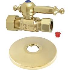 Plumbing Kingston Brass CC44452TLK 5/8 OD Comp x 1/2 OD Comp Quarter-Turn Straight Stop Valve with Flange Polished