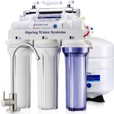 Plumbing iSpring Water Systems RCC7U 6-Stage with UV 75GPD Under Sink Reverse Osmosis Drinking Filtration White