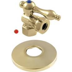 Plumbing Kingston Brass CC44102K 1/2 FIP x 1/2 or 7/16 Slip Joint Quarter-Turn Angle Stop Valve with Flange Polished