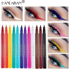 Handaiyan 12 Farben mehrfarbiger schwarzer flüssiger Eyeliner-Stift, wasserfester Bleistift, langlebiger flüssiger Eyeliner, Make-up, Damen, Augen, Kosmetik