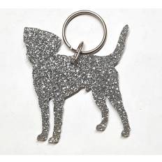 Grey Keychains Pet Mirrors Glitter Border Terrier Keyring - Grey