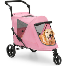 MoNiBloom Foldable 3 Wheels Pet Stroller Dog Cat Cage Carrier Cart