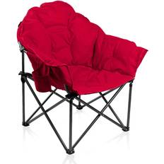 Alpha Camp Oversized Moon Saucer Chair with Folding Holder and Carry Bag Red