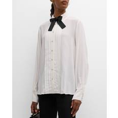 Tops Emporio Armani Pintuck Bow Tie Button-Down Shirt