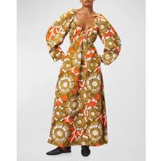 Long Dresses - Unisex Ophelia Floral Hemp Plunge Maxi Dress