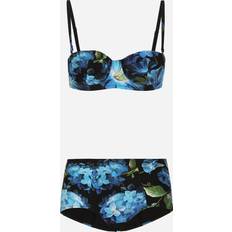 Dolce & Gabbana Blue Swimsuits Dolce & Gabbana Floral-Print Two-Piece Swimsuit