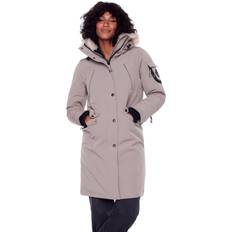 ALPINE NORTH Women’s Navy Vegan Down Long Parka Jacket Water Repellent, Windproof, Warm Insulated Winter Coat with Faux Fur Hood,Taupe