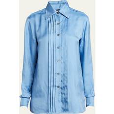 Silk Tops Tom Ford Ford-Pleated Twill Shirt - Light Blue