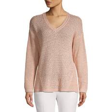 Calvin Klein Knitted Sweaters - Women Calvin Klein Women's V-Neck Open Stitch Sweater, Blush