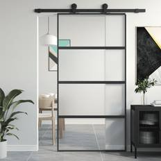 vidaXL Schiebetür Schwarz 102,5 205 cm Hartglas und Aluminium (50x)