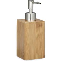 Badeværelsestilbehør Relaxdays Bamboo Square Manual Soap Dispenser