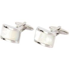 Men - White Cufflinks David Van Hagen Mother of Pearl Domed Rectangle Cufflinks Silver/Cream