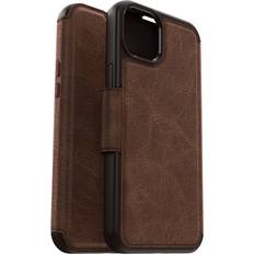 Mobile Phone Cases OtterBox iPhone 15 Plus Only Strada Folio Series Case ESPRESSO Brown card holder, snaps to MagSafe, genuine leather, pocket-friendly, folio case