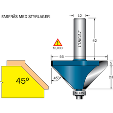 Cobolt Elverktygstillbehör Cobolt Cobolt 308-032 Fasfräs med styrlager