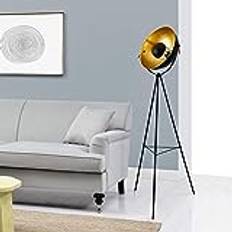 lux.pro Läslampa Vridbar Lampskärm Metall Svart Mässing 158 cm Golvlampa