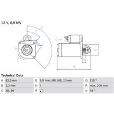 Piezas de vehículo Bosch 0 986 019 311 Motor De Arranque Arrancador 12 0,9 9 50 30 Rechts 82.5 Seat Ibiza 2 Inca