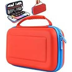 Orzly Case for Nintendo switch OLED Neon Red/Neon Blue console case