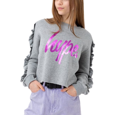Ruffles Sweatshirts Hype Girl's Ruffle Princess Script Crop Crew Neck - Grey (ZVLR-235)