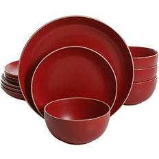 Gibson Home Rockaway 12 Red Matte Dinner Set 12pcs