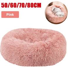Fat Cat M- 60*26cm Donut Dog Bed Pet Cat Calming Comfy Shag Fluffy Nest