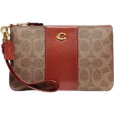 Coach Small Wristlet In Signature Canvas - Brass/Tan/Rust