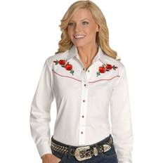 Ely & Walker Womens Long Sleeves Rose Emb. Wht/Red