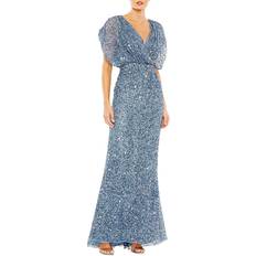 Blue - Evening Gowns Dresses Mac Duggal Women's Evening Metallic Blouson Gown Slate Blue Slate Blue