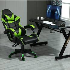 Green Gaming Chairs MCC GREEN Swivel Gaming Chair Faux Leather Desk Tilt Chair A Green