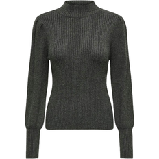 Viscosa Maglioni Only High Neck Knitted Sweater - Grey/Dark Gray Melange