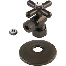 Plumbing Kingston Brass CC53305XK 5/8 OD Comp x 3/8 OD Comp Quarter-Turn Angle Stop Valve with Flange Oil Rubbed Bronze