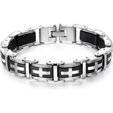 Tianci Leather Bracelets for Men and Women Rope Bracelets Stainless Steel Bracelets Wrist Cuff Bracelets Silicone Stainless Steel Classic Cross