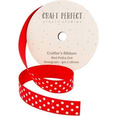 Ribbons, Tapes & Trims Craft Perfect Dotted Grosgrain Ribbon 16mmX5m-Red Polka Dot