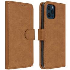 Étuis portefeuille Avizar Étui Apple iPhone 12 Pro Max Protection avec Porte-carte Fonction Support marron