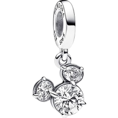 Pandora Disney Mickey Mouse Sparkling Head Silhouette Dangle Charm - Silver/Transparent