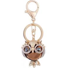 Brown Keychains Mascot Owl Keychain Key, Handbag Purse Hanging Charms with Clip,Decoration Key Ring Fob