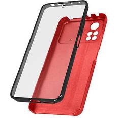 Accessoires de téléphones portables Avizar Coque pour Xiaomi Poco X4 Pro 5G Intégrale Arrière Rigide Transparent et Avant Souple rouge