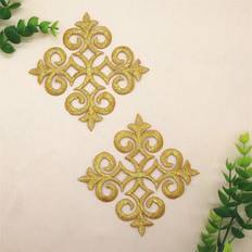 Guld Tygmärken & Laglappar Shein 2pcs Gold Hollow Out Embroidery Applique Patch With Adhesive Backing For Clothing Decoration