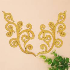 Guld Tygmärken & Laglappar Shein 2pcs Gold Hollow Out Embroidery Applique Patch With Adhesive Backing For Clothing Decoration