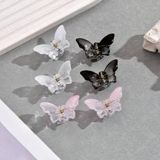 Shein 6pcs/set Women's Small Size Gradient Translucent Butterfly Claw Clip, Fashionable & Versatile, Suitable For Daily Wear And Braiding, For